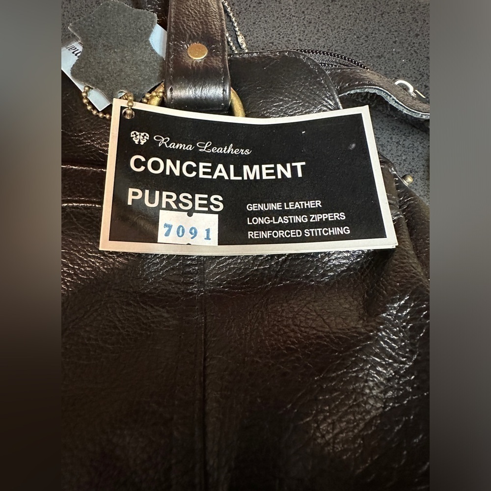 NWT Roma Leather Locking Concealment Purse Black Dual Handle Med Sz Multi Pocket - Picture 7 of 16